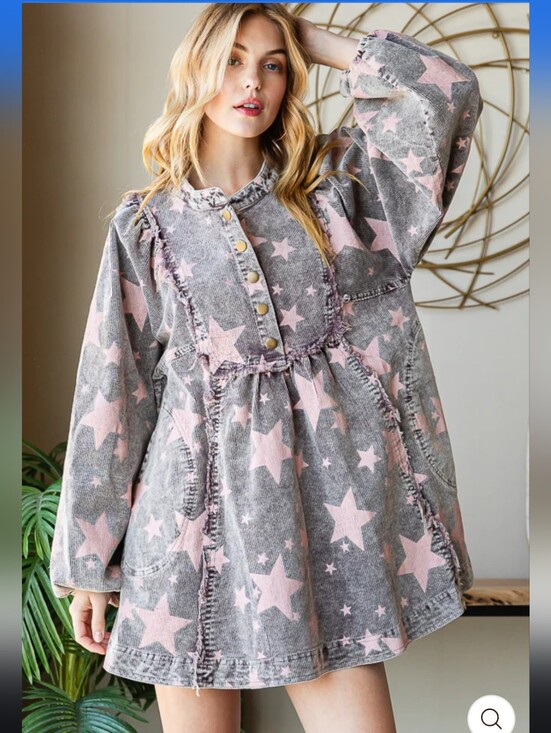 Oli & Hali Tops - #294. Oli&Hali Wash Star Printed Peplum Corduroy Babydoll Top